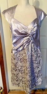 Marina Silver Saitny & Lace Formal Dress Size 16 - New - Picture 1 of 4