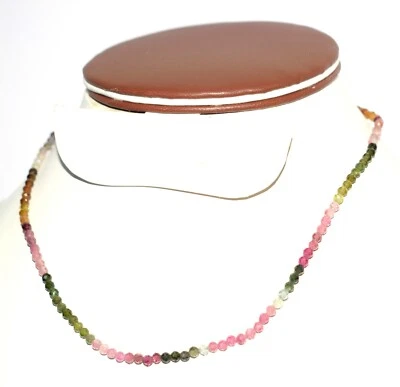 Multi Tormalina Gemma 3 MM Rotondo Sfaccettato Perline 14 " Collana MKJJ-1663 - Immagine 1 di 4