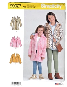 Simplicity S9027 Sewing Pattern Child's /Girls Lined Coat or Jacket 7-8-10-12-14 - Picture 1 of 4