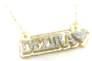 Namensschild individuell Namenskette personalisiert Namensschild gold mit Diamant Optik! - Bild 1 von 12