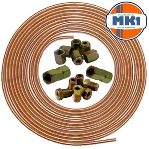 Austin Mini 25ft 3/16" Copper Brake Pipe Male Female Nuts Joiner Tube Joint Kit - Picture 1 of 1