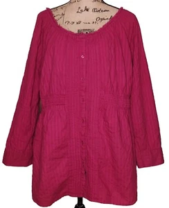 Fashion Bug - Túnica 100 % algodón frambuesa pintuck con mangas enrollables para mujer 1X - Imagen 1 de 3