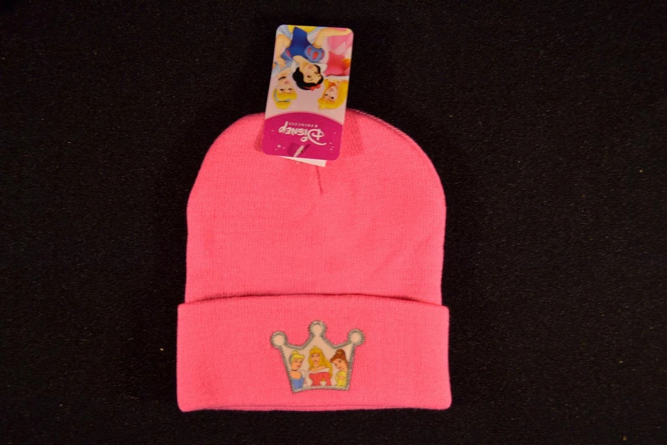Зимняя шляпа Disney принцесса девочек вязаный манжеты Beanie ярко розовый корона возрастов 4-7 - Изображение 1 из 1
