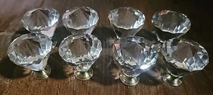 8 count Diamond Crystal Glass style Pull Handle Cabinet Knobs Drawers Cabin - Picture 1 of 9