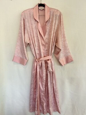 Victoria's Secret винтажный длинный розовый атласный парчи халат маленький золотой этикетки - Изображение 1 из 4
