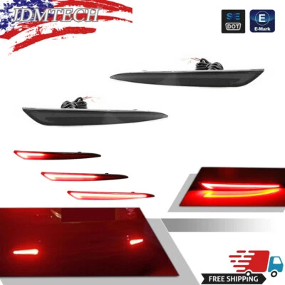 Fit For 2013-2018 Ford Fusion Smoked Rear Bumper Fog Lights Tail Brake LED Lamps - Image 1 of 4