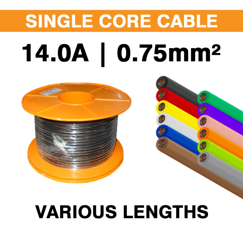 DUN-BRI GROUP 0.75mm² 14.0A Single Core Automotive Cable - 10m, 100m & 500m Reel Lengths