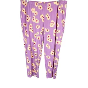 Anybody Women's Petite Lush Jersey Printed Sleep Pants Daisy Purple PXL Size - Picture 1 of 2