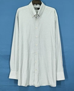 WESTPORT SCHWARZ weiß/marine GEO RETRO leichtes STRETCH NYLON Knopf SHIRT 2XT - Bild 1 von 5