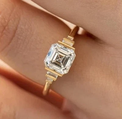 Обручальное кольцо из пяти камней деликатной огранки ашер бесцветное муассанитовое кольцо для женщин - Изображение 1 из 4