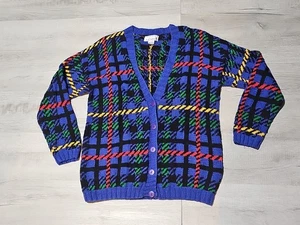Cárdigan Suéter Tejido Grueso Vintage IZOD Estilo Coogi Rayas Multicolor Talla M - Imagen 1 de 5