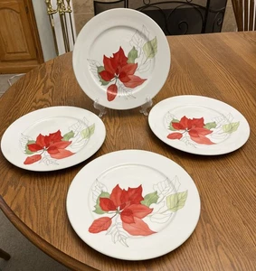 Set 4 Piatti Blocco Spal Poinsettia 10,5” Goertzen Portogallo 1982 come nuovi - Foto 1 di 5