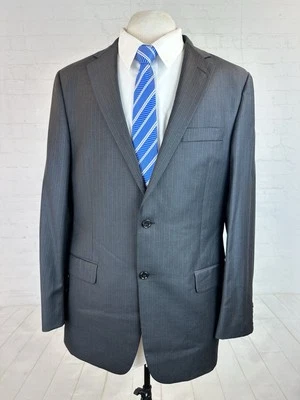 Hickey Freeman USA Men's Dark Gray Striped Wool Two Button Suit 42L 36X31 - Image 1 of 4