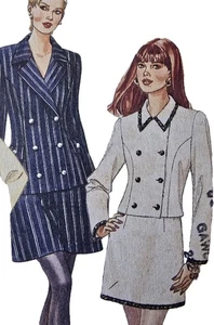 1980s Double Breast Longline Crop Jacket Mini Skirt McCalls 7789 Sewing Pattern - Picture 1 of 3