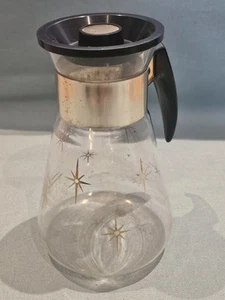 Vintage Pyrex Corning MCM Atomic Star Burst Gold Vergoldet 6 Tassen Kaffeekanne Karaffe GC - Bild 1 von 5