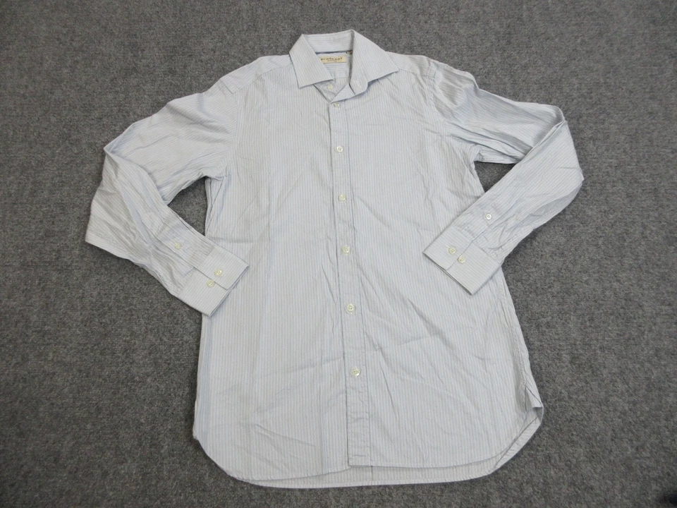 Camisa Burberry London Para Hombre 14.5 Azul Blanco Rayas Algodón Abotonado Túnez Foto 1 de 4