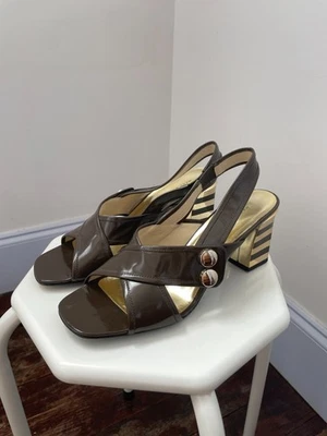 Tacones gruesos Marc by Marc Jacobs marrón charol rayas doradas talla 38 Foto 1 de 4