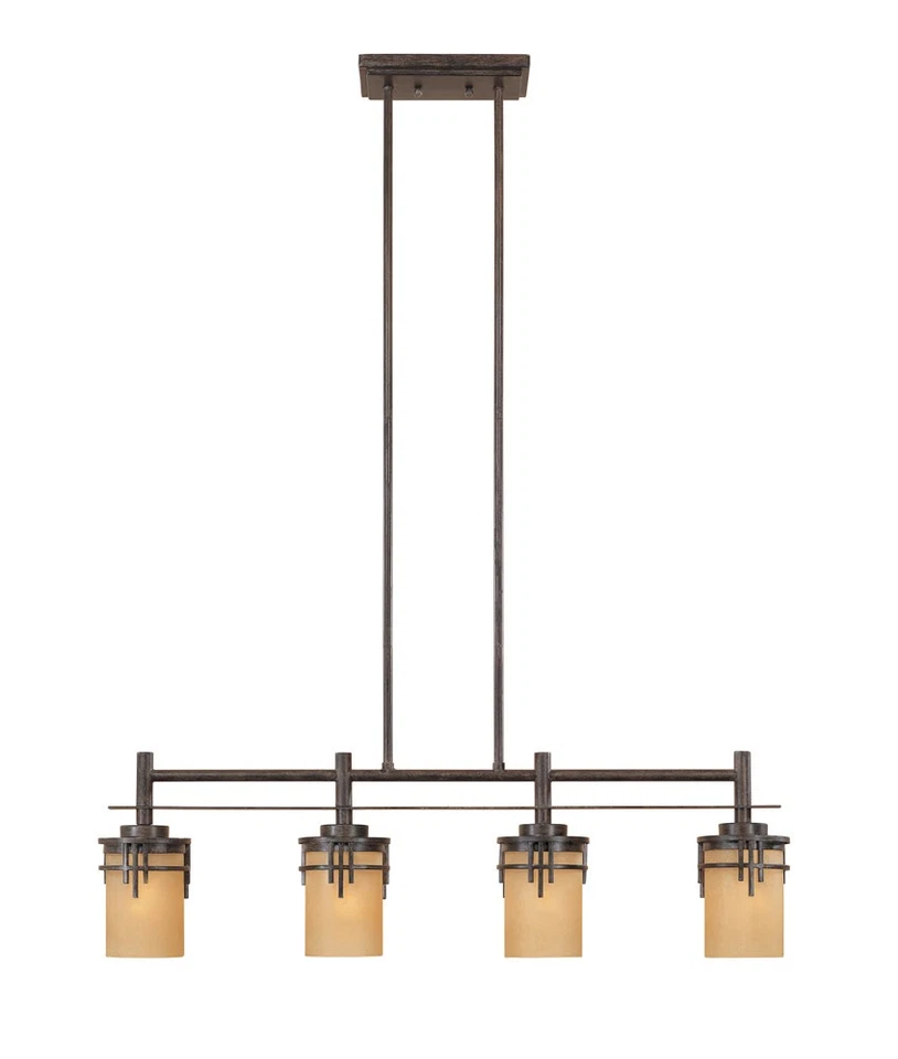 Fuente de diseño 82138 isla de iluminación asiática de cuatro luces / - madera Foto 1 de 1