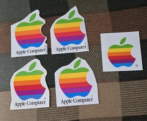 Lote de 5 calcomanías adhesivas vintage de los años 80 con logotipo de computadora Apple Macintosh arco iris - Imagen 1 de 5