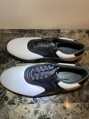 Zapatos de golf FJ Footjoy Greenjoys para hombre talla 8,5 cuero blanco y negro 45431 Foto 1 de 4