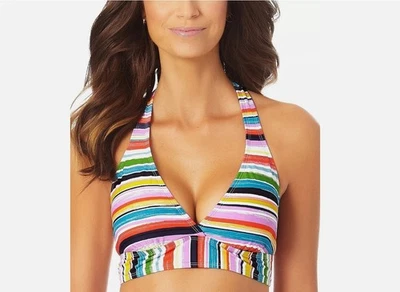 Precio de venta sugerido por el fabricante $58 Top de bikini Anne Cole pintado a rayas con bandas talla pequeña Foto 1 de 4
