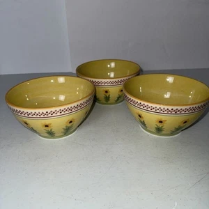Pfaltzgraff Secrets Of Pistoulet Jana Kolpen Set 3 Soup/Cereal Bowls Sunflowers - Picture 1 of 7