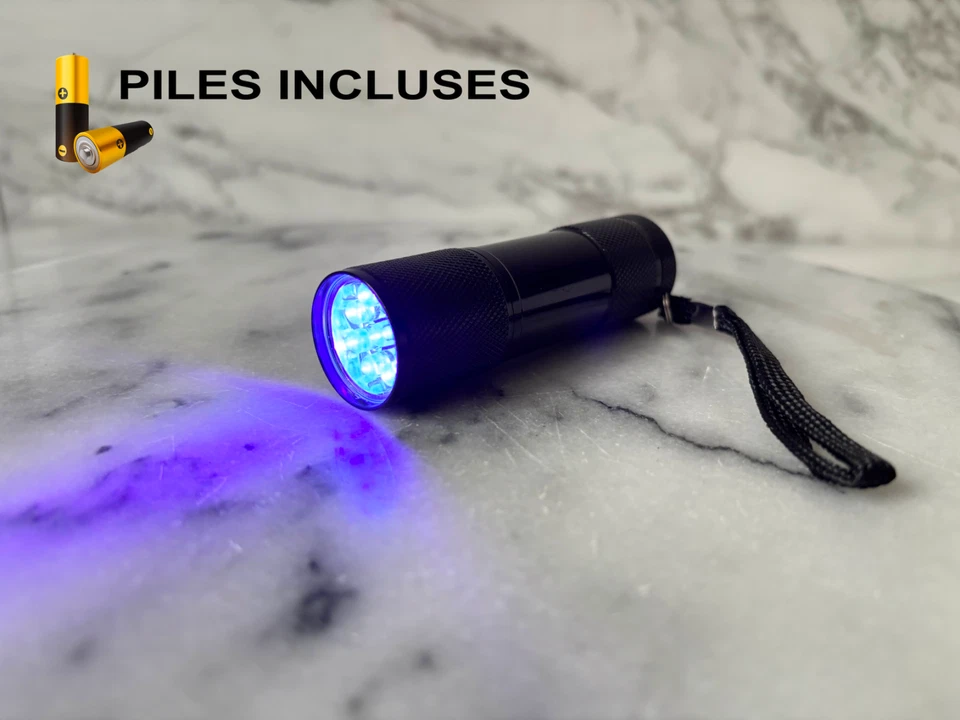 Lampe Torche UV Led UltraViolet 395 Nm Détecteur Faux Billets + Piles Incluses - Photo 1/4