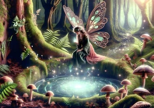Wood Fairy by Mystical Pool 03 - A4 Size Borderless Print - Picture 1 of 1