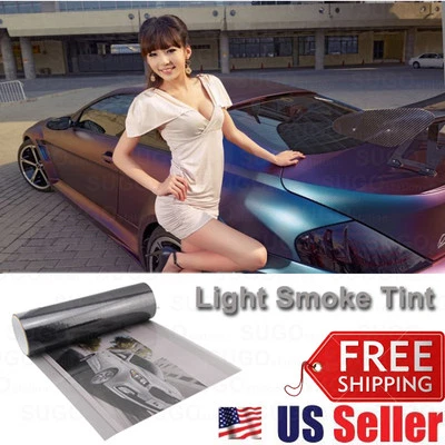 12"x60" Light Smoke Glass/Plastic Headlight Taillamp Lens Vinyl Protection Film - Image 1 of 4