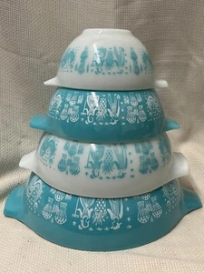 Vintage Pyrex 4 Piece Cinderella Mixing Bowls Amish Butterprint - Picture 1 of 12