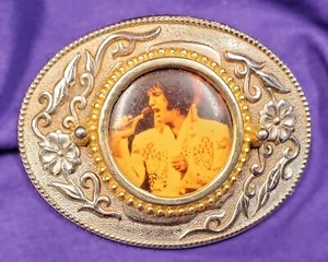 Vintage Elvis Presley Gold Tone Oval Belt Buckle FREE shipping - Picture 1 of 4