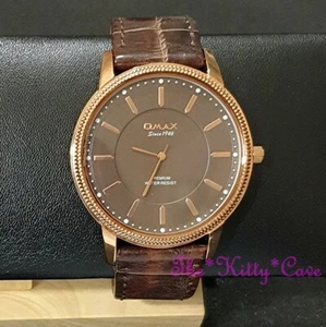 Omax Classic Slim Rose Gold Seiko Movt Brown Leather Gents Dress Watch SX09R55I - Picture 1 of 12