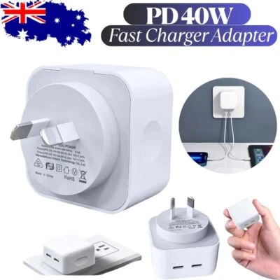 40W DUAL USB-C PD Fast Charging Wall USB C Charger Power Adapter Type-C Brick AU - image 1 of 4