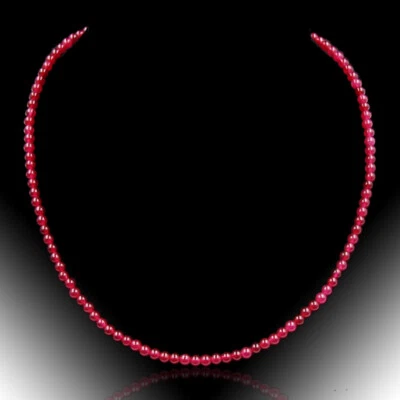Rubin Halskette D-4mm rund| Damen Edelstein Collier | Geschenk | Bailysbeads®​ - Bild 1 von 4
