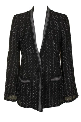 Max Studio London Schwarz Elfenbein Bedruckt Serafine ein Knopf Weich Blazer M - Bild 1 von 3