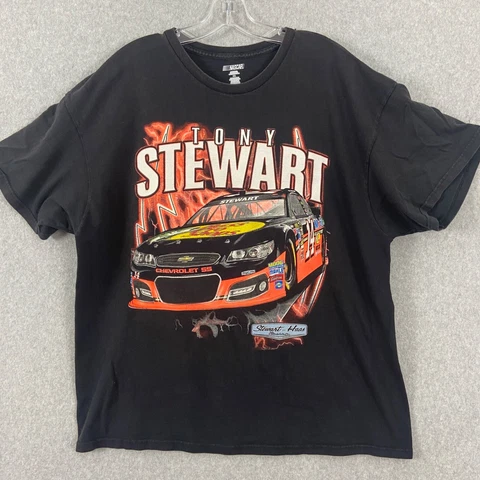 Tony Stewart Bass Pro Nascar #14 Racing Black Shirt 2XL Front Back Graphic Cover