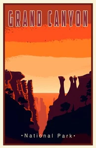 GRAND CANYON ARIZONA Reiseposter: 11x17 signiert vom Künstler - Bild 1 von 1