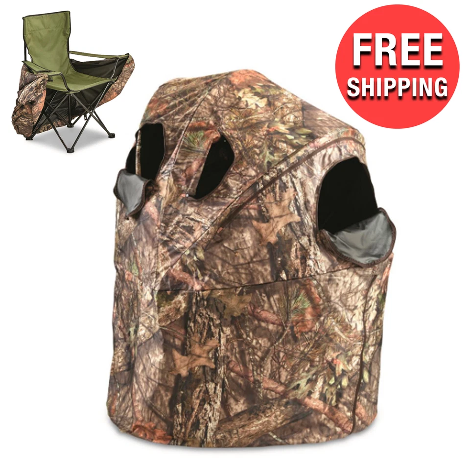 Outdoor Tent Hunting Camo Blind Seating Chair w/ Hunt Pop-Up Foldable Deer Camp - Image 1 of 4