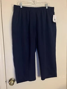 Pantalones capri para mujer ALIA Plus azul marino bolsillos laterales cintura elástica calce relajado talla 18W - Imagen 1 de 5
