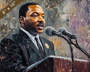 Martin Luther King Jr. delivering a speech Oil painting 8x10 Print - Picture 1 of 1