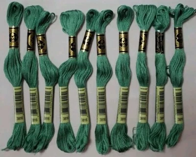DMC 6-Strand Embroidery Cotton- 117-3816 Celadon Green - 10 Skeins 8.7yd - NEW - Image 1 of 2