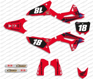 Se adapta a: KIT DE GRÁFICOS HONDA CRF 450R 2017-2018 Race Team: rojo/azul/calcomanías de 21 mil - Imagen 1 de 4