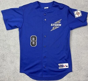 Uniforme de boliche Storm camiseta de béisbol con botones azul majestuoso AAU EE. UU. talla S - Imagen 1 de 9