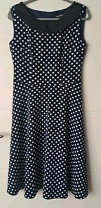 Kleid,Gr.40,Back Butterfly,blau,weiß,gepunktet,Rockabilly,Tellerrock,gefüttert - Bild 1 von 11