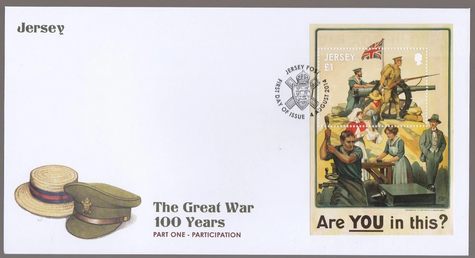 Jersey 2014 FDC MS £1  The Great War 100 Years Part 1 - Participation - Image 1 of 1