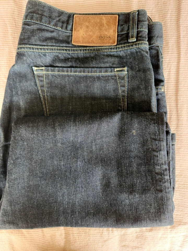 Pantalones de mezclilla Hugo Boss para hombre 40x32 azul elástico 5 bolsillos etiqueta verde Foto 1 de 1