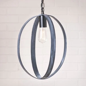 Irvin's Country Tinware 16-Inch Oval Sphere Pendant in Black - Picture 1 of 1