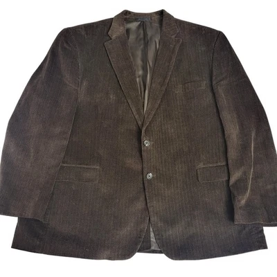Mens 50R Chocolate Brown Herringbone Corduroy Blazer Jacket Brown Classic Chaps - Image 1 of 4