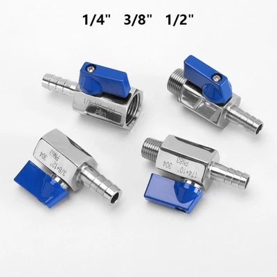 A2 Stainless Steel Ball Valve with Hose Barb 8 10mm 12mm Male Female Thread BSP - Image 1 of 4