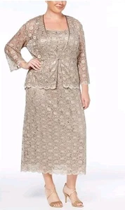 Vestido R&M Richards Mujer 18W 2 Piezas Lentejuelas con Chaqueta Madre de Novia Novio - Imagen 1 de 6